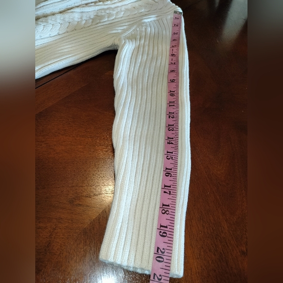 Talbots Ivory Cable Knit Zip Up Cardigan - Long Sleeve Top Jacket - Picture 11 of 11